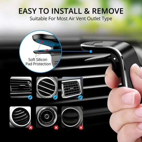 Telefoonhouder auto – Magnetisch – Voor ventilatierooster – Handsfree GSM houder – Zwart-Telefoonhouders-Ilumina Benelux