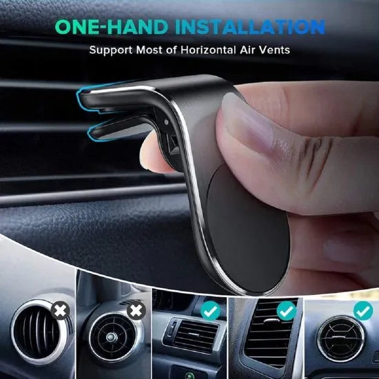 Telefoonhouder auto – Magnetisch – Voor ventilatierooster – Handsfree GSM houder – Zwart-Telefoonhouders-Ilumina Benelux