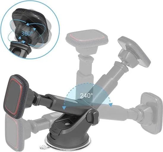 Telefoonhouder auto – Magnetisch – Voorruit & Dashboard – Universeel – Zwart-Ilumina Benelux