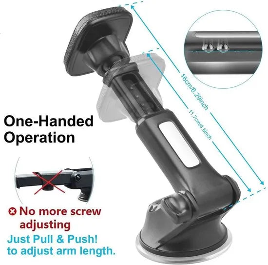 Telefoonhouder auto – Magnetisch – Zuignap voor dashboard & voorruit – Universeel smartphone houder – Zwart-Ilumina Benelux