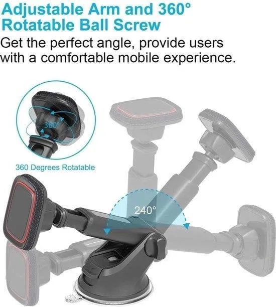Telefoonhouder auto – Magnetisch – Zuignap voor dashboard & voorruit – Universeel smartphone houder – Zwart-Ilumina Benelux