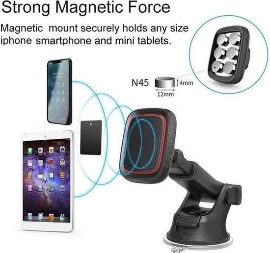 Telefoonhouder auto – Magnetisch – Zuignap voor dashboard & voorruit – Universeel smartphone houder – Zwart-Ilumina Benelux