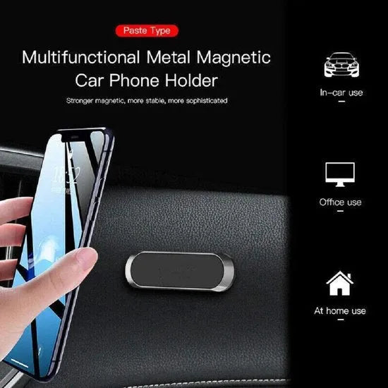 Telefoonhouder auto – Magnetisch zwaartekrachtrooster – Antislip klem – Incl. metalen plaatjes – Zwart-Ilumina Benelux