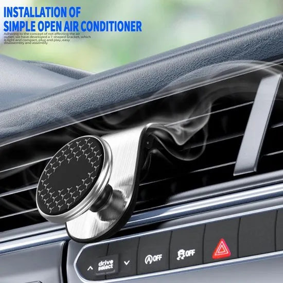 Telefoonhouder auto – Magnetische Air Vent Clip – 360° Draaibaar – LB-461 – Zilver-Telefoonhouders-Ilumina Benelux