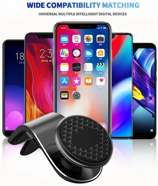 Telefoonhouder auto – Magnetische Air Vent Clip – 360° Draaibaar – LB-461 – Zilver-Telefoonhouders-Ilumina Benelux