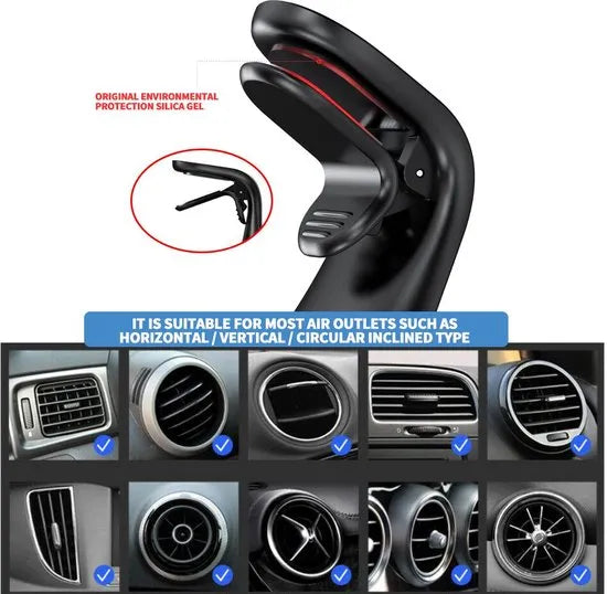 Telefoonhouder auto – Magnetische Air Vent Clip – 360° Draaibaar – LB-461 – Zilver-Telefoonhouders-Ilumina Benelux