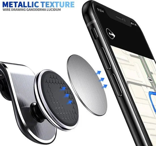 Telefoonhouder auto – Magnetische Air Vent Clip – 360° Draaibaar – LB-461 – Zilver-Telefoonhouders-Ilumina Benelux