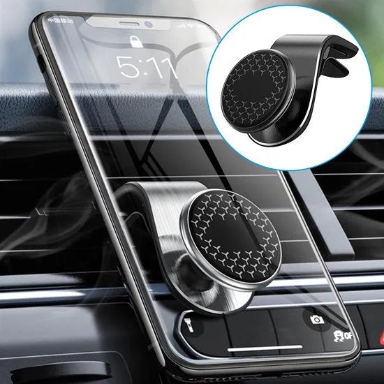 Telefoonhouder auto – Magnetische Air Vent Clip – 360° Draaibaar – LB-461 – Zilver-Telefoonhouders-Ilumina Benelux
