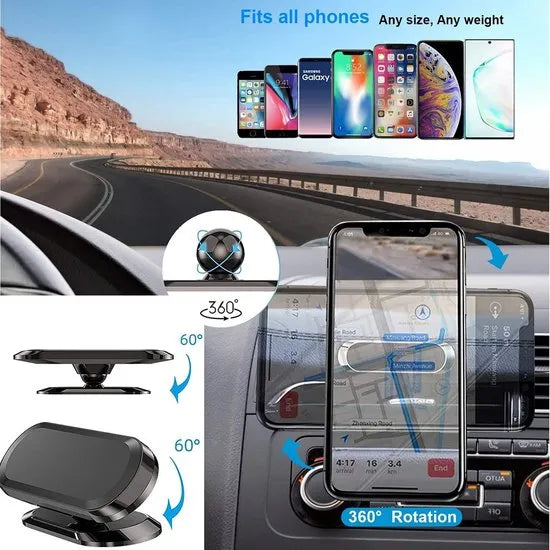 Telefoonhouder auto – Magnetische dashboard houder – Sterke magneet – Inclusief metalen plaatje – Zwart-Ilumina Benelux