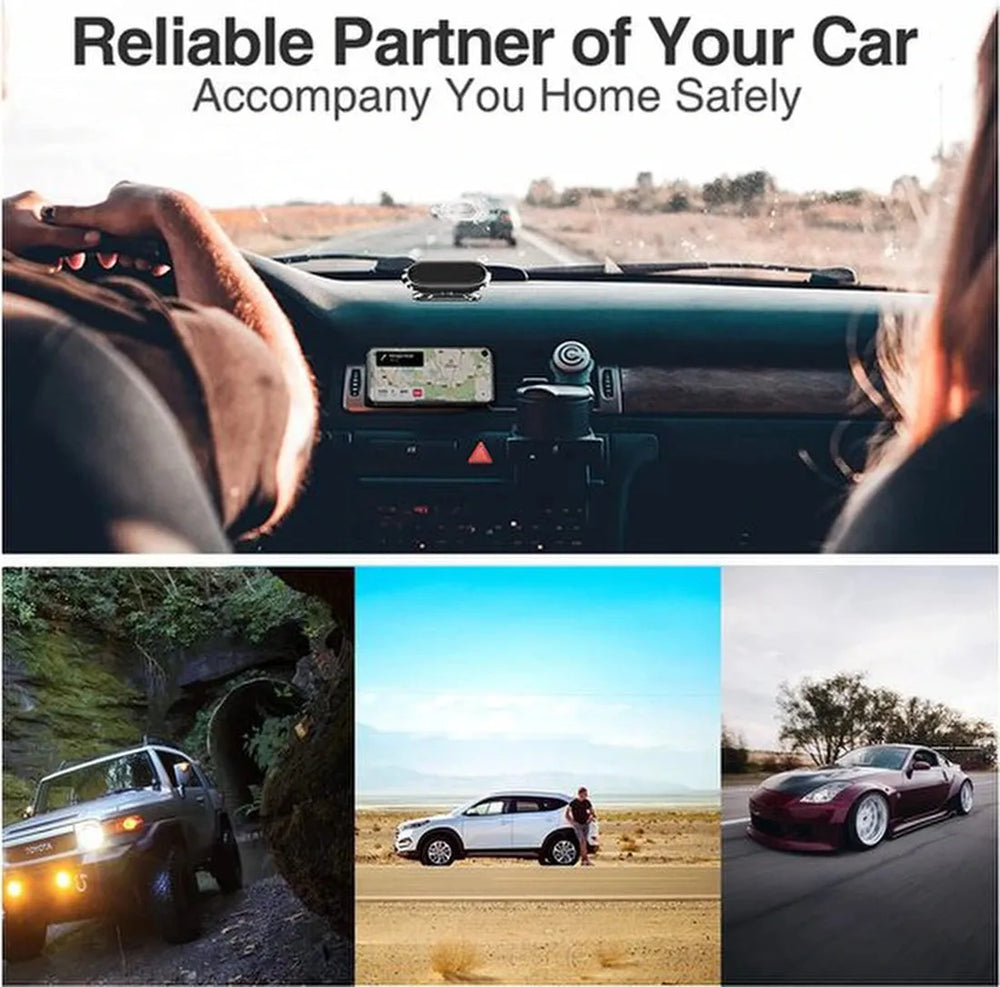 Telefoonhouder auto – Magnetische dashboard houder – Sterke magneet – Inclusief metalen plaatje – Zwart-Ilumina Benelux