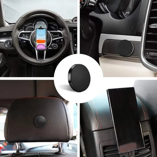 Telefoonhouder auto – Magnetische dashboardhouder set van 2 – Met metalen platen – Universeel – Zwart-Ilumina Benelux