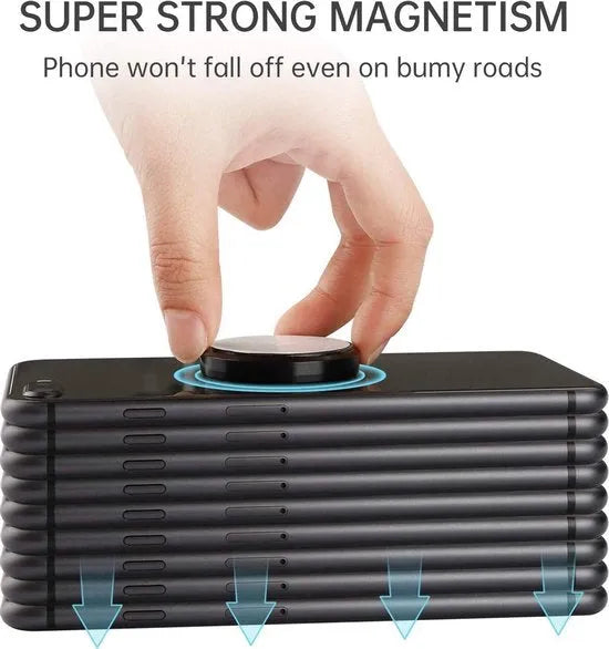 Telefoonhouder auto – Magnetische dashboardhouder set van 2 – Met metalen platen – Universeel – Zwart-Ilumina Benelux