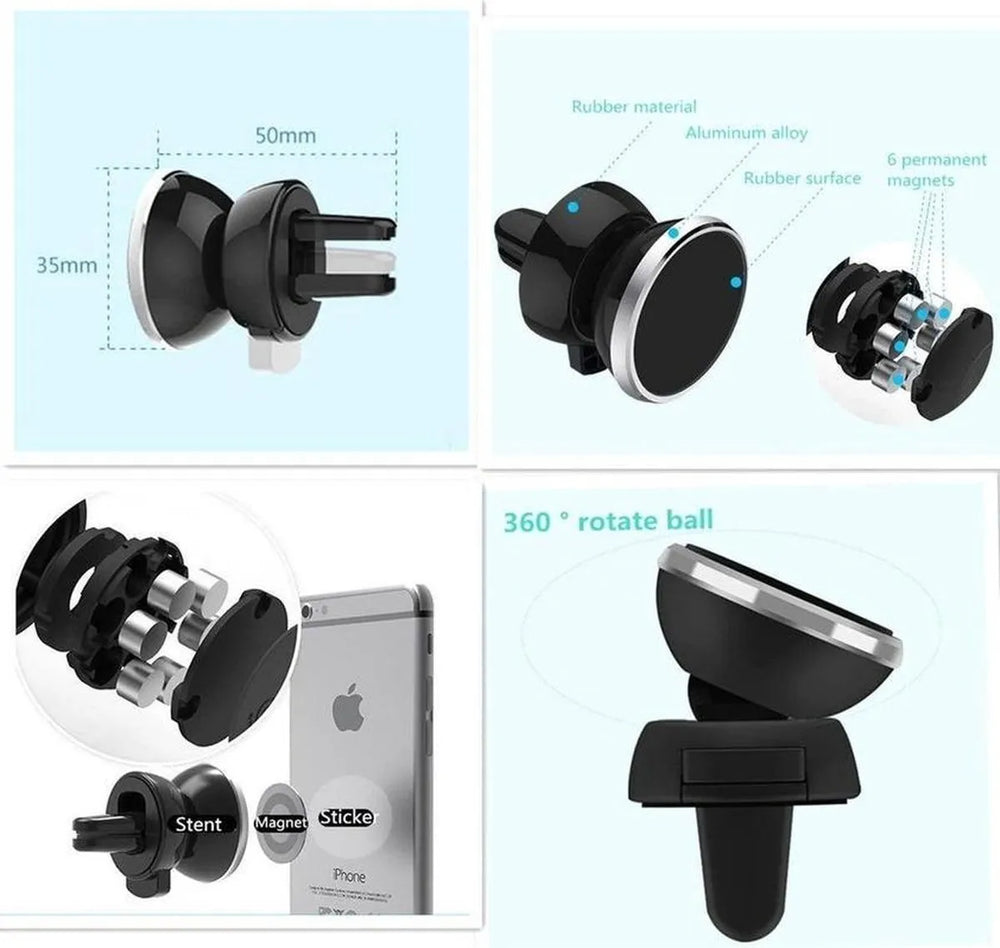 Telefoonhouder auto – Magnetische magneethouder – Sterke grip – Universeel – 2 Pack – Zwart-Telefoonhouders-Ilumina Benelux