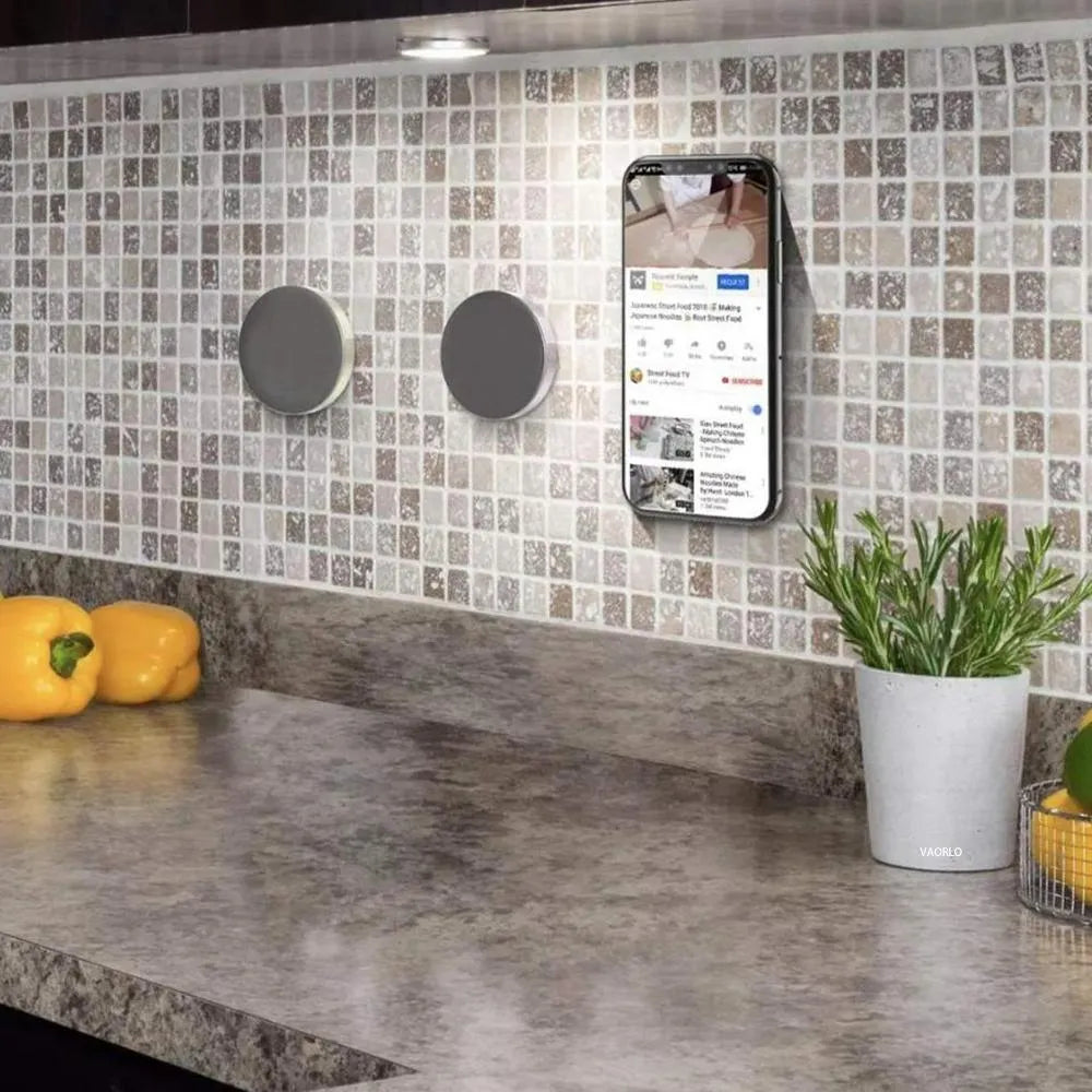 Telefoonhouder auto – Magnetische telefoonhouder – Voor auto/muur/keuken/kantoor/spiegel – Incl. metalen plaat – Zwart-Ilumina Benelux