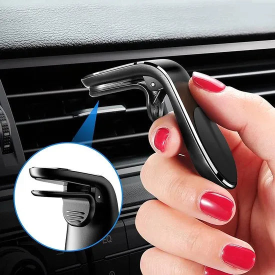 Telefoonhouder auto – Magnetische Ventilatierooster Houder – Extra Sterk Magneet – Mini Universeel – 2 Stuks – Zwart/Bruin-Telefoonhouders-Ilumina Benelux