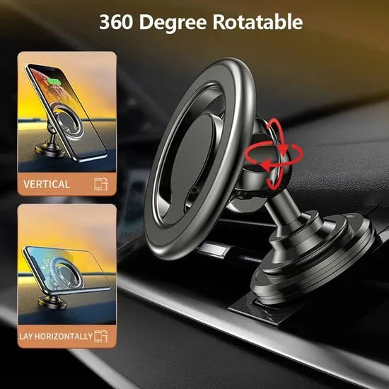 Telefoonhouder auto – MagSafe magnetisch – Verstelbaar – 360° draaibaar – Dashboard autohouder – Zwart-Ilumina Benelux