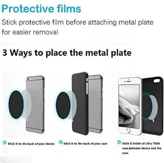 Telefoonhouder auto – Metalen magneetplaten – Zelfklevend – Set van 4 – Zwart-Telefoonhouders-Ilumina Benelux