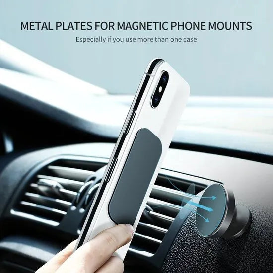 Telefoonhouder auto – Metalen platen voor magneet – Zelfklevend – Set 4 stuks (2 rond, 2 vierkant) Zwart-Telefoonhouders-Ilumina Benelux
