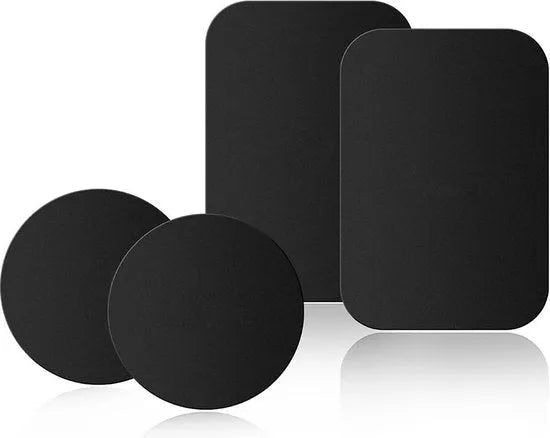 Telefoonhouder auto – Metalen platen voor magneet – Zelfklevend – Set 4 stuks (2 rond, 2 vierkant) Zwart-Telefoonhouders-Ilumina Benelux
