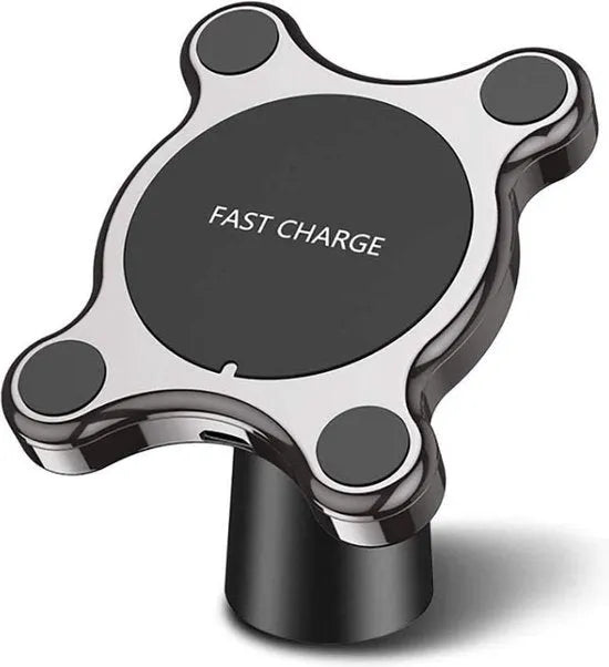 Telefoonhouder auto – Qi draadloos opladen 10W – Magnetische snellader – Dashboard/ventilatierooster – 360° verstelbaar – Zwart-Ilumina Benelux