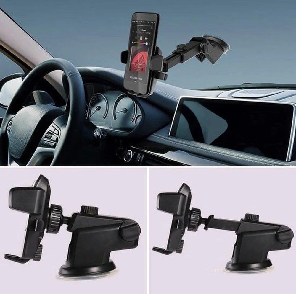 Telefoonhouder auto – Sterke zuignap – Voor raam & dashboard – 360° draaibaar – Zwart-Ilumina Benelux
