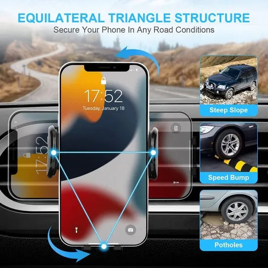 Telefoonhouder auto – Sterke zuignap – Voor raam & dashboard – 360° draaibaar – Zwart-Ilumina Benelux