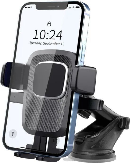 Telefoonhouder auto – Sterke zuignap – Voor raam & dashboard – 360° draaibaar – Zwart-Ilumina Benelux