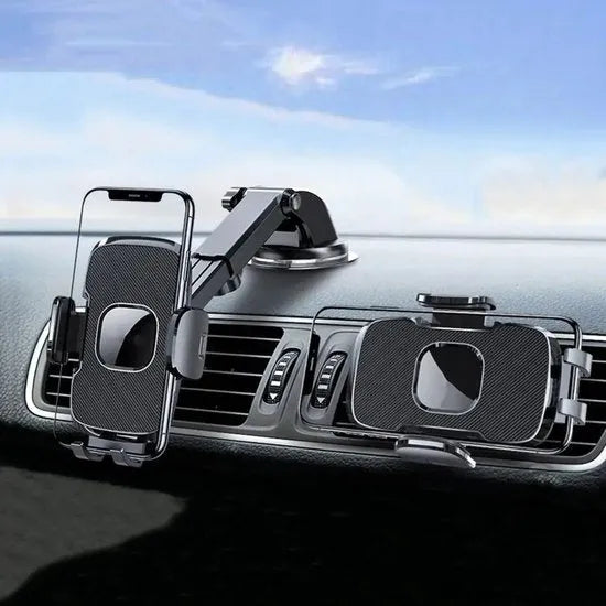 Telefoonhouder auto – Telescopische arm – Verstelbaar klik- en klemsysteem – Zuignap voorruit & dashboard – Zwart-Ilumina Benelux