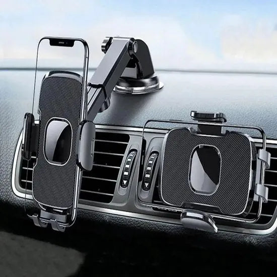 Telefoonhouder auto – Telescopische arm – Verstelbaar klik- en klemsysteem – Zuignap voorruit & dashboard – Zwart-Ilumina Benelux