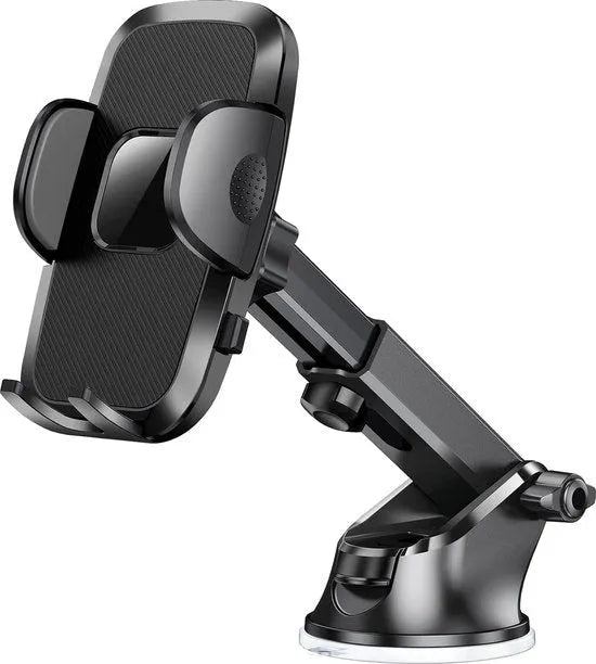 Telefoonhouder auto – Telescopische arm – Verstelbaar klik- en klemsysteem – Zuignap voorruit & dashboard – Zwart-Ilumina Benelux