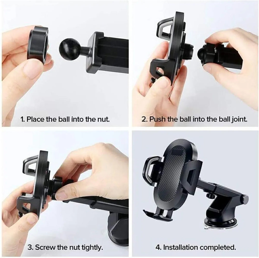 Telefoonhouder auto – Universele dashboard & voorruit houder – Zuignap montage – 360° draaibaar – Zwart-Telefoonhouders-Ilumina Benelux