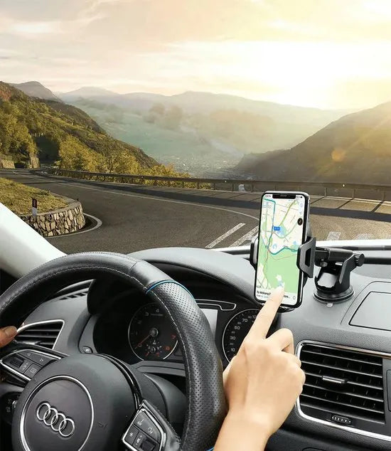 Telefoonhouder auto – Universele dashboard & voorruit houder – Zuignap montage – 360° draaibaar – Zwart-Telefoonhouders-Ilumina Benelux