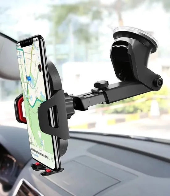 Telefoonhouder auto – Universele dashboard & voorruit houder – Zuignap montage – 360° draaibaar – Zwart-Telefoonhouders-Ilumina Benelux