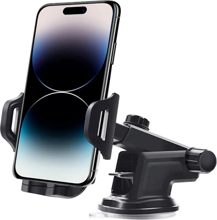 Telefoonhouder auto – Universele dashboard & voorruit houder – Zuignap montage – 360° draaibaar – Zwart-Telefoonhouders-Ilumina Benelux