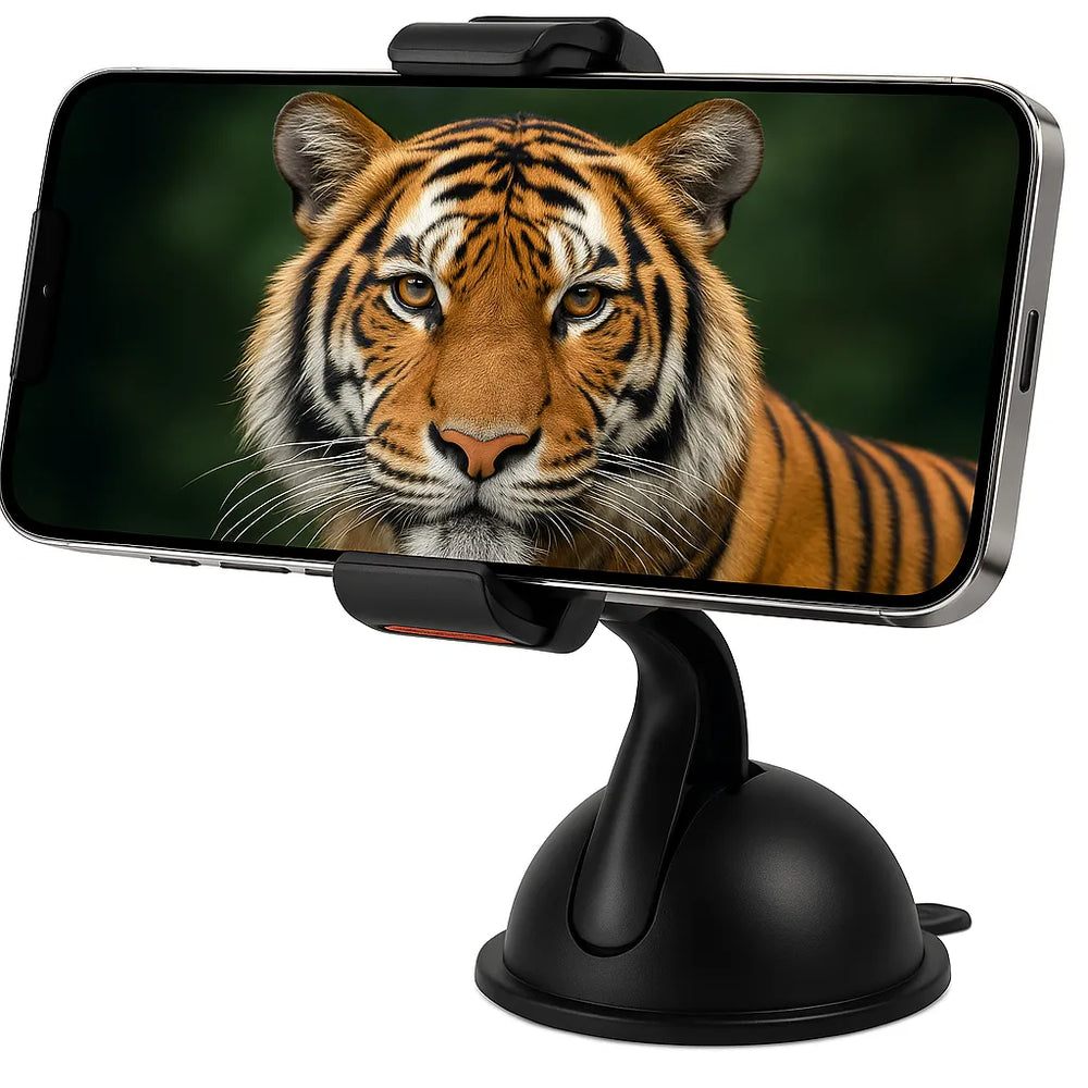 Telefoonhouder auto – Universele Klemhouder – Voor Voorruit Dashboard Raam Bureau – 360° Draaibaar – Zwart-Ilumina Benelux