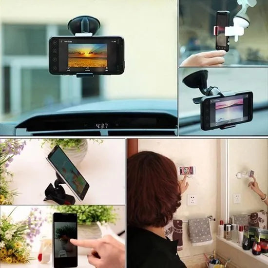 Telefoonhouder auto – Universele Klemhouder – Voor Voorruit Dashboard Raam Bureau – 360° Draaibaar – Zwart-Ilumina Benelux