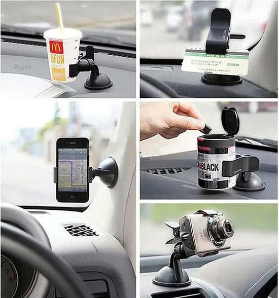 Telefoonhouder auto – Universele Klemhouder – Voor Voorruit Dashboard Raam Bureau – 360° Draaibaar – Zwart-Ilumina Benelux