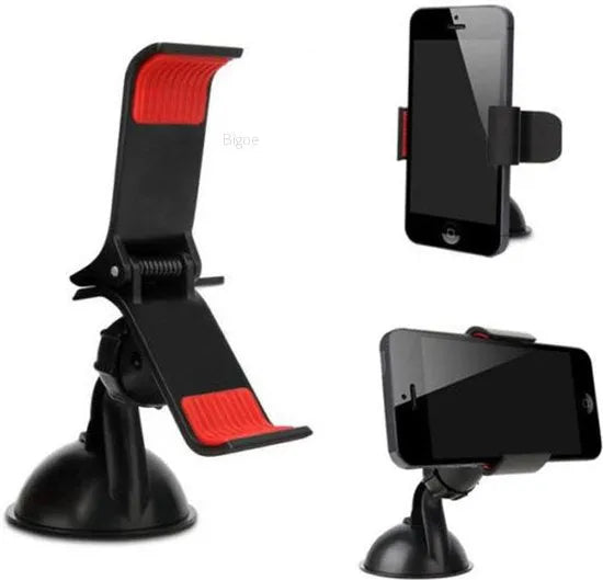 Telefoonhouder auto – Universele Klemhouder – Voor Voorruit Dashboard Raam Bureau – 360° Draaibaar – Zwart-Ilumina Benelux