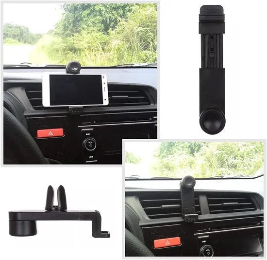 Telefoonhouder auto – Ventilatierooster Clip – 360° Draaibaar – Stevige Grip – Zwart-Telefoonhouders-Ilumina Benelux
