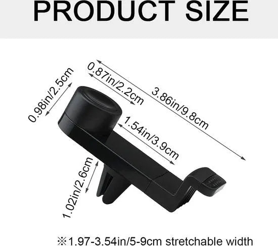 Telefoonhouder auto – Ventilatierooster Clip – 360° Draaibaar – Stevige Grip – Zwart-Telefoonhouders-Ilumina Benelux