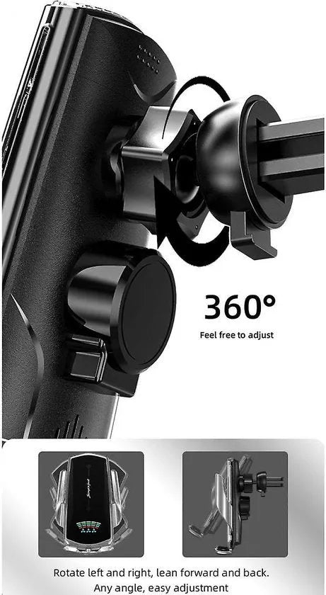 Telefoonhouder auto – Ventilatierooster – Draadloze oplader – 360° draaibaar – Goud-Ilumina Benelux
