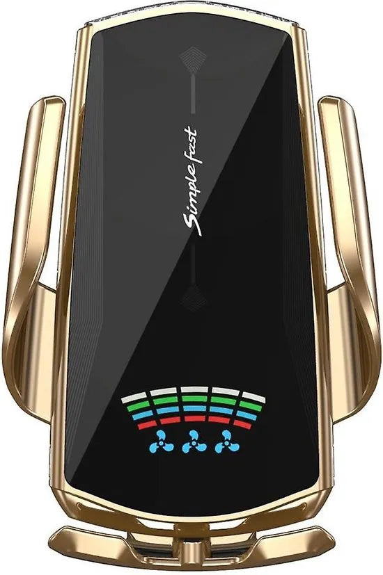Telefoonhouder auto – Ventilatierooster – Draadloze oplader – 360° draaibaar – Goud-Ilumina Benelux