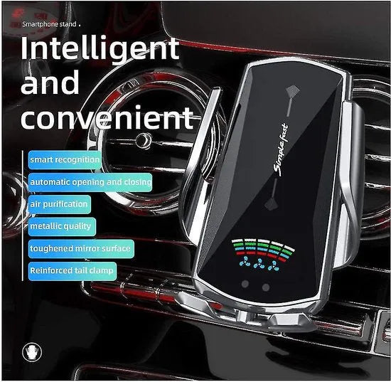 Telefoonhouder auto – Ventilatierooster – Draadloze oplader – 360° draaibaar – Goud-Ilumina Benelux
