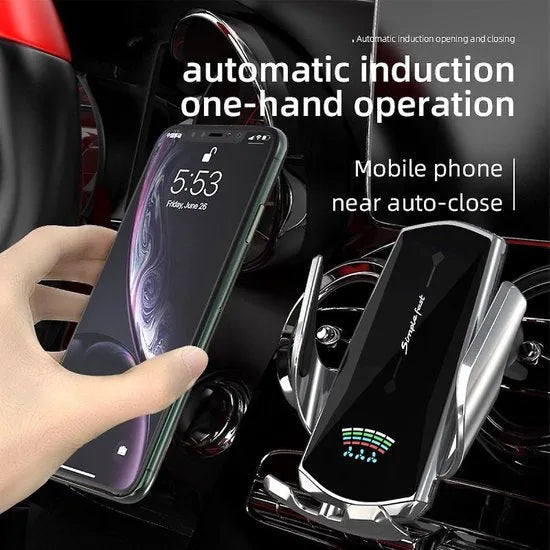 Telefoonhouder auto – Ventilatierooster – Draadloze oplader – 360° draaibaar – Goud-Ilumina Benelux