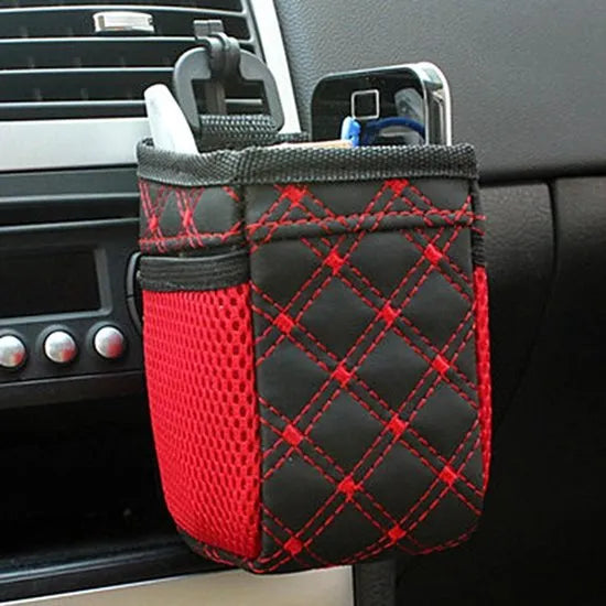 Telefoonhouder auto – Ventilatierooster houder met opbergtas – Pocket organizer voor telefoon/bril/pen – Universeel – Zwart-Telefoonhouders-Ilumina Benelux