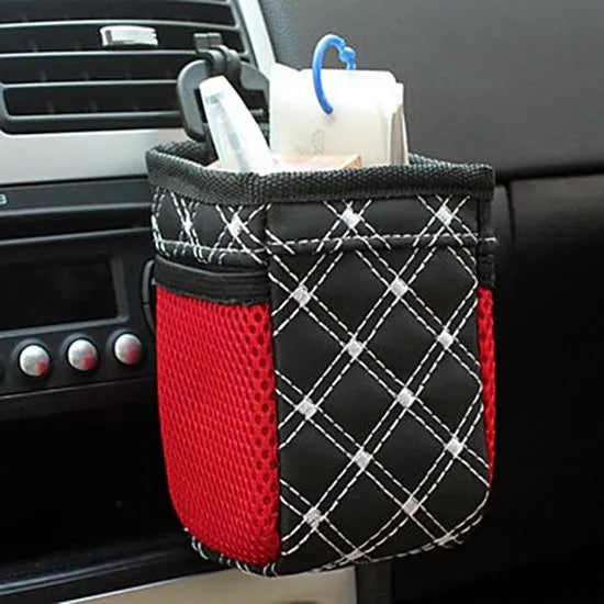 Telefoonhouder auto – Ventilatierooster houder met opbergtas – Pocket organizer voor telefoon/bril/pen – Universeel – Zwart-Telefoonhouders-Ilumina Benelux
