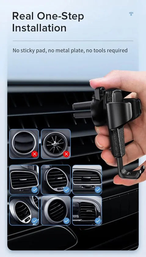 Telefoonhouder auto – Ventilatierooster klem – Universeel – 360° draaibaar – Zwart LB-532-Telefoonhouders-Ilumina Benelux