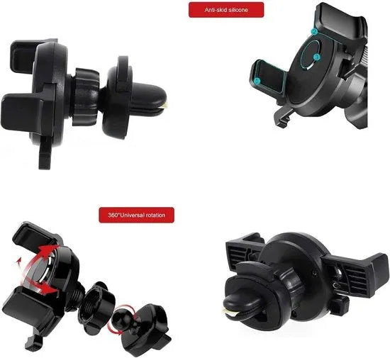 Telefoonhouder auto – Ventilatierooster montage – Universeel – Stevige klem – Zwart-Telefoonhouders-Ilumina Benelux