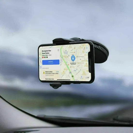 Telefoonhouder auto – Voorruit & Dashboard Zuignap – 360° Draaibaar – Sterke Grip – Zwart-Ilumina Benelux