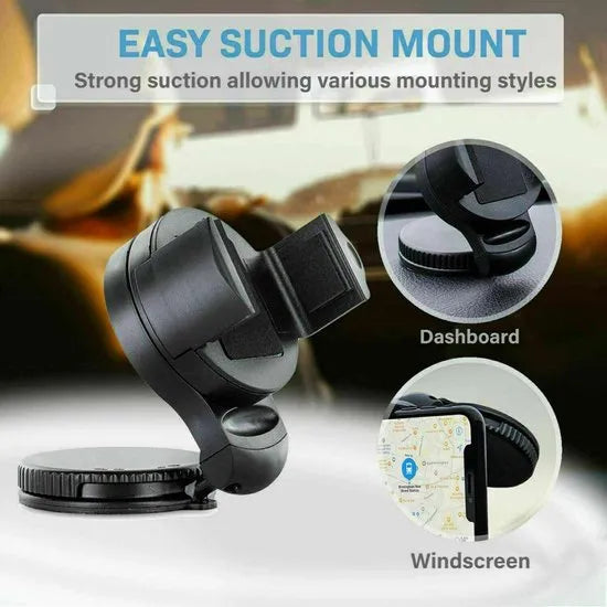 Telefoonhouder auto – Voorruit & Dashboard Zuignap – 360° Draaibaar – Sterke Grip – Zwart-Ilumina Benelux